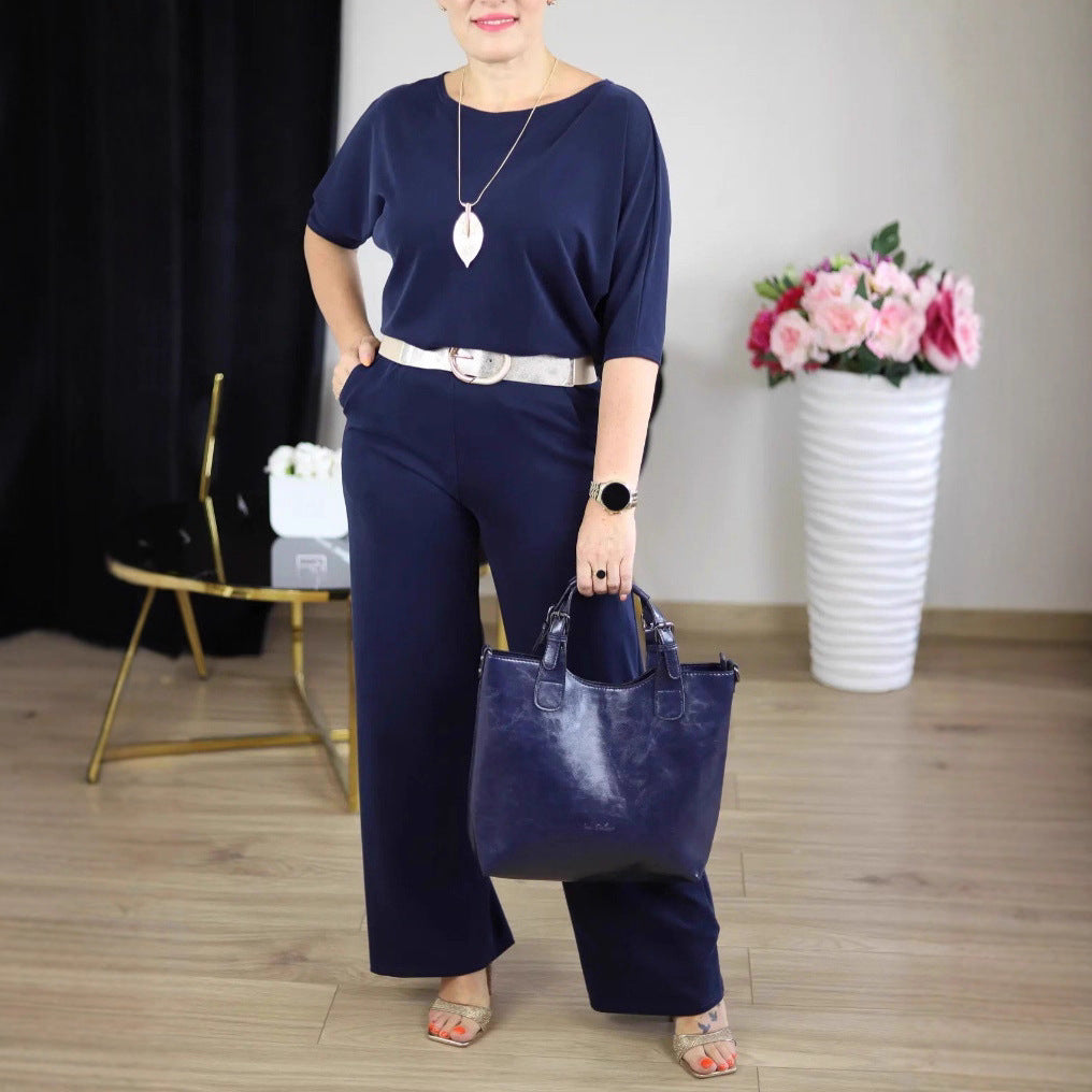 Womens Solid Color Long Sleeve Top and Pants Set