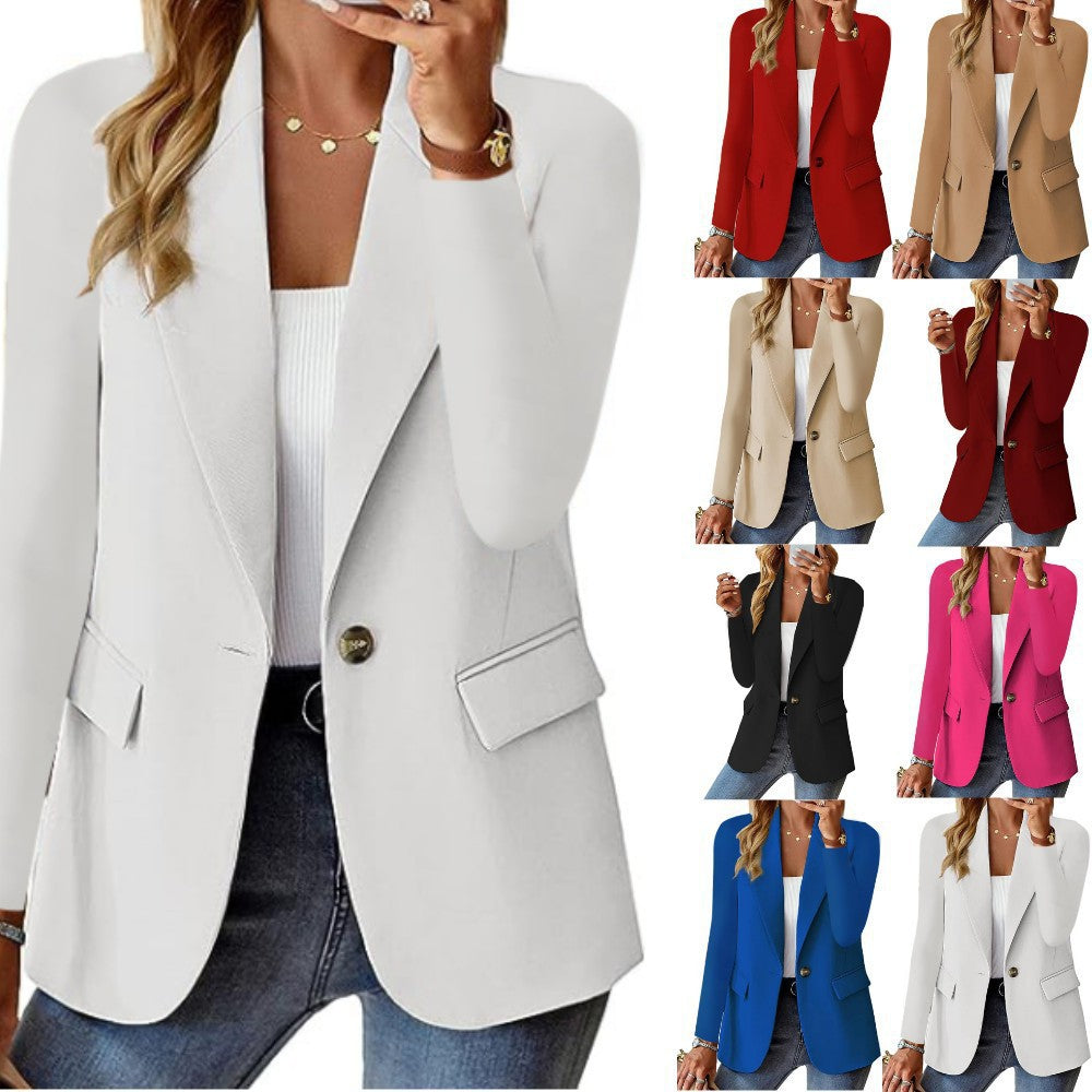 Long Sleeve Solid Color Blazer Cardigan for Women