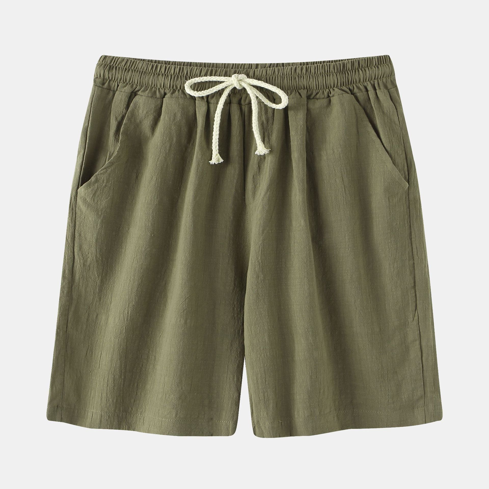 Mens Cotton Linen Casual Shorts Beach Pants