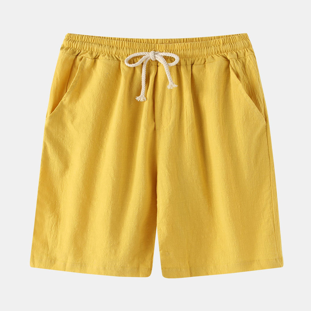 Mens Cotton Linen Casual Shorts Beach Pants