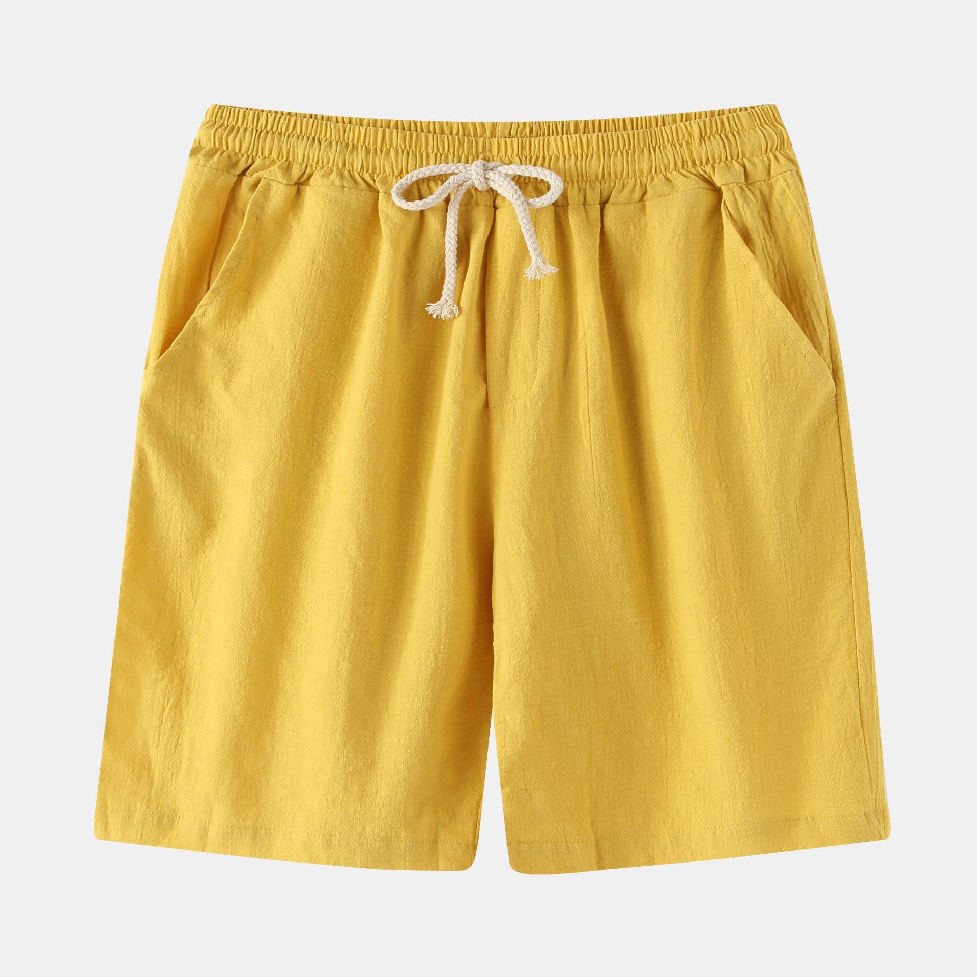 Mens Cotton Linen Casual Shorts Beach Pants