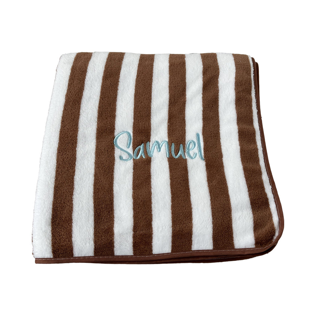Embroidered Coral Fleece Bath and Beach Towel