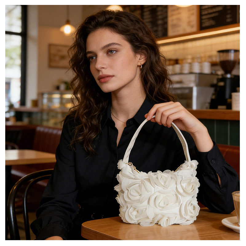 Rose Lace Evening Shoulder Bag