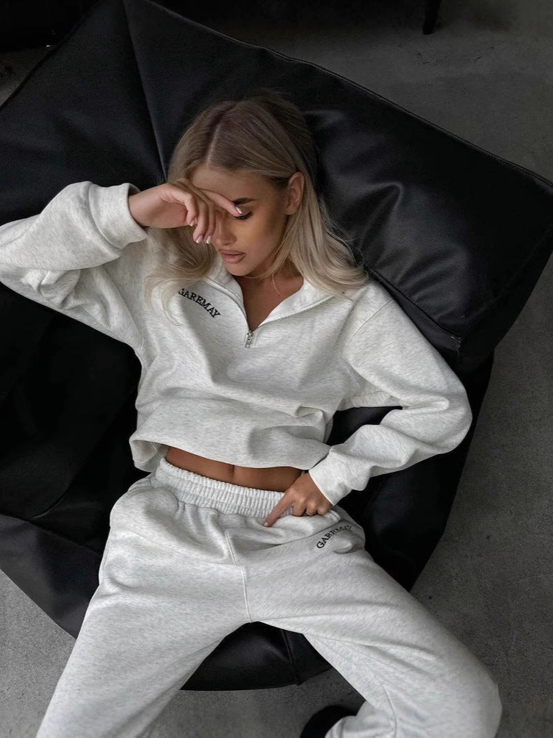 Embroidered Long Sleeve Sweatshirt and Pants Set