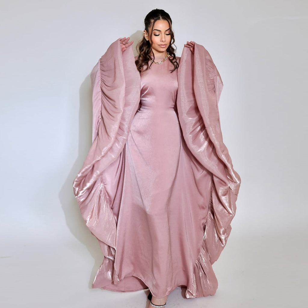 Modest Satin Long Dress with Belt
