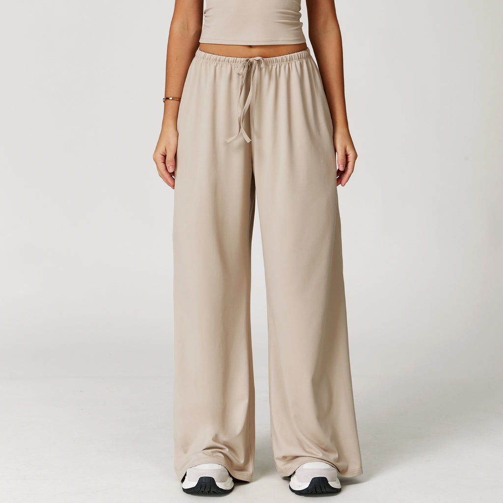 Elastic Drawstring Wide Leg Sports Pants