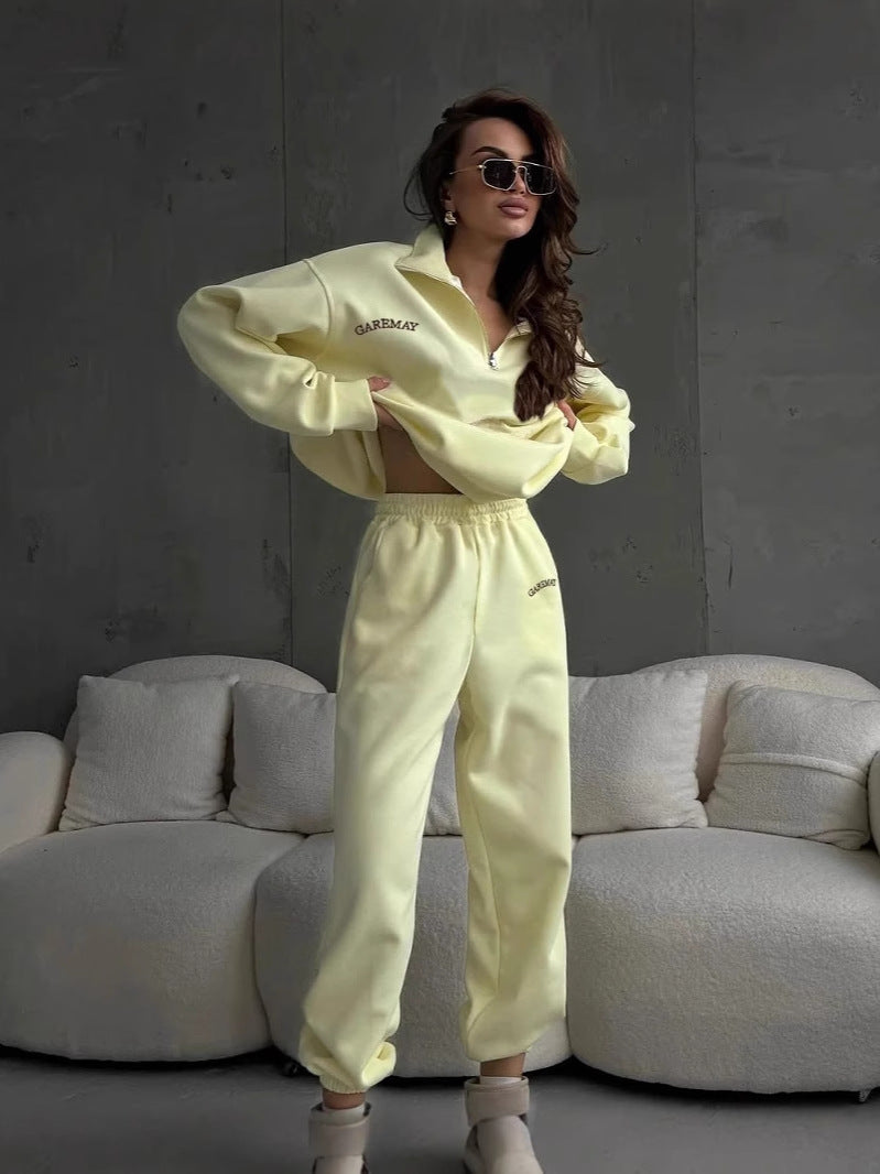 Embroidered Long Sleeve Sweatshirt and Pants Set