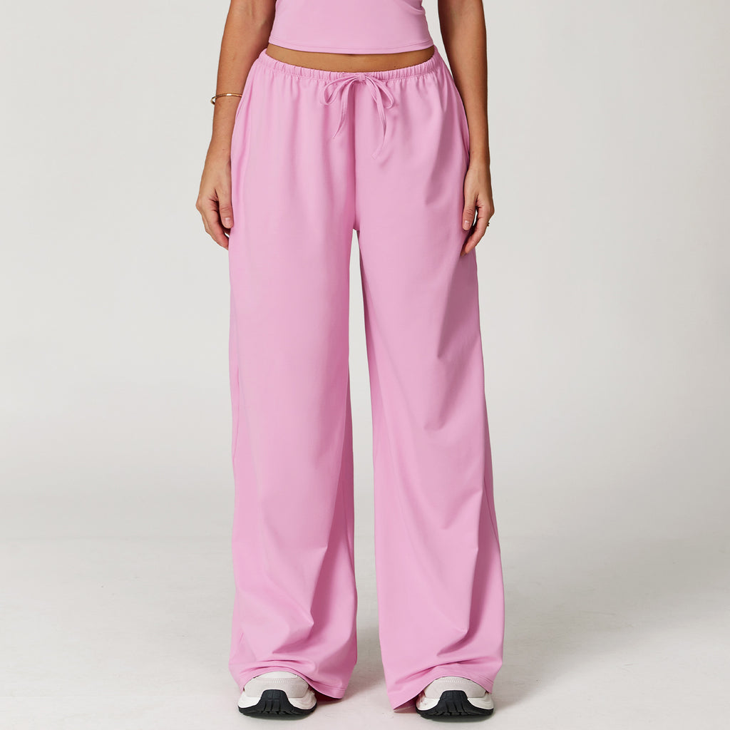 Elastic Drawstring Wide Leg Sports Pants