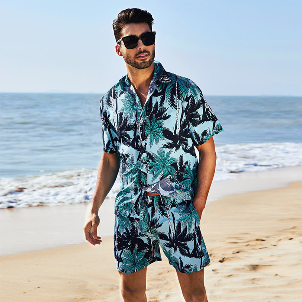 Hawaiian Beach Shirt and Shorts Set for Men