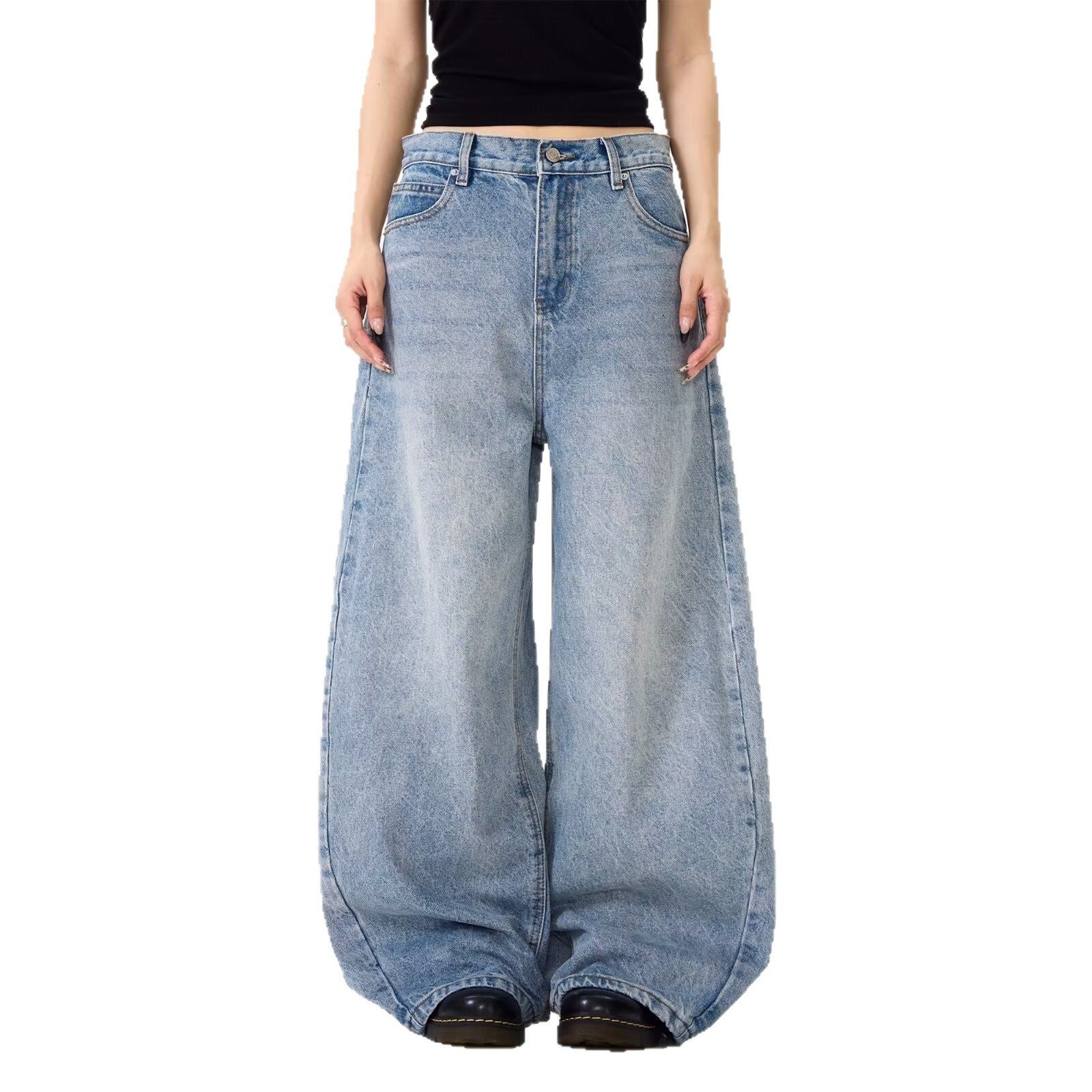 Mens Light Blue Wide Leg Denim Pants