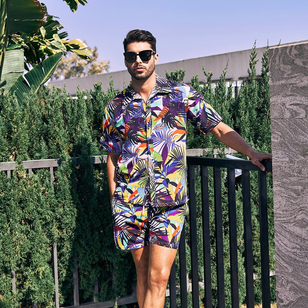 Hawaiian Beach Shirt and Shorts Set for Men