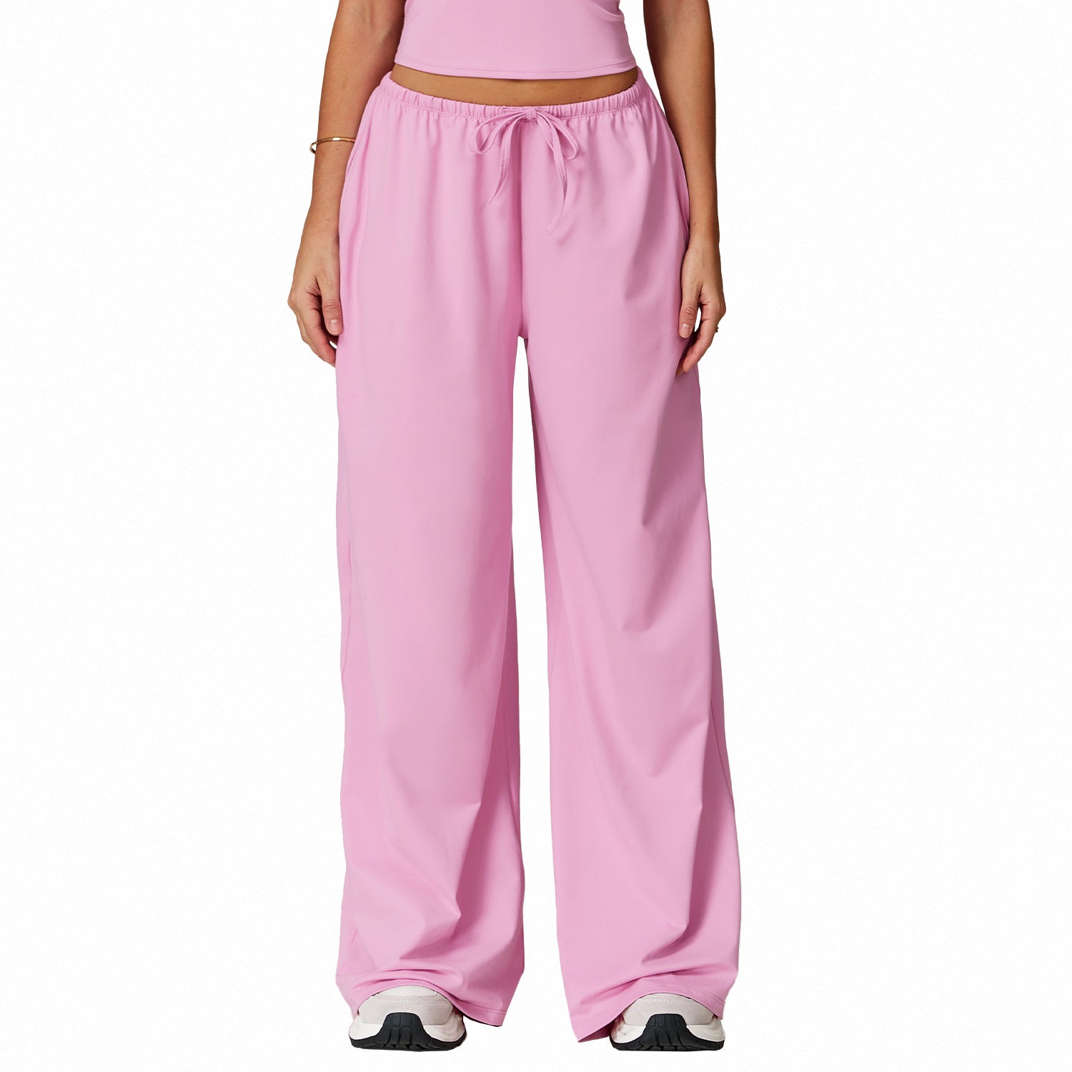 Elastic Drawstring Wide Leg Sports Pants