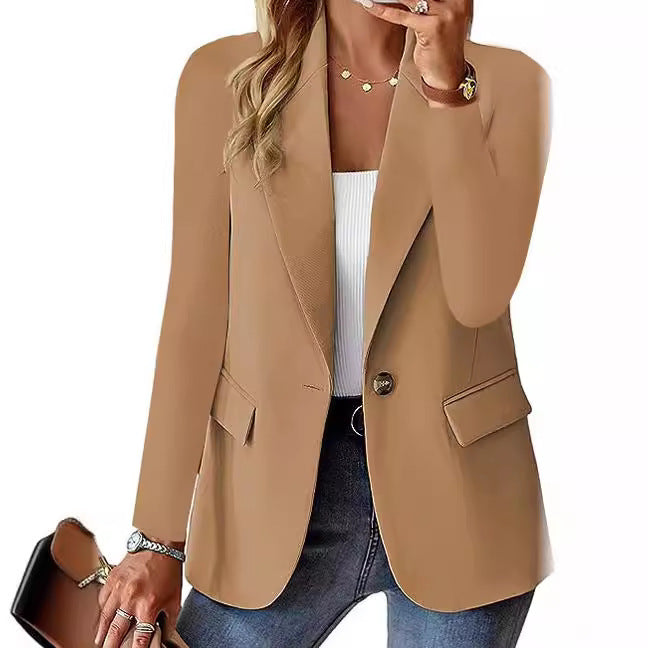Long Sleeve Solid Color Blazer Cardigan for Women