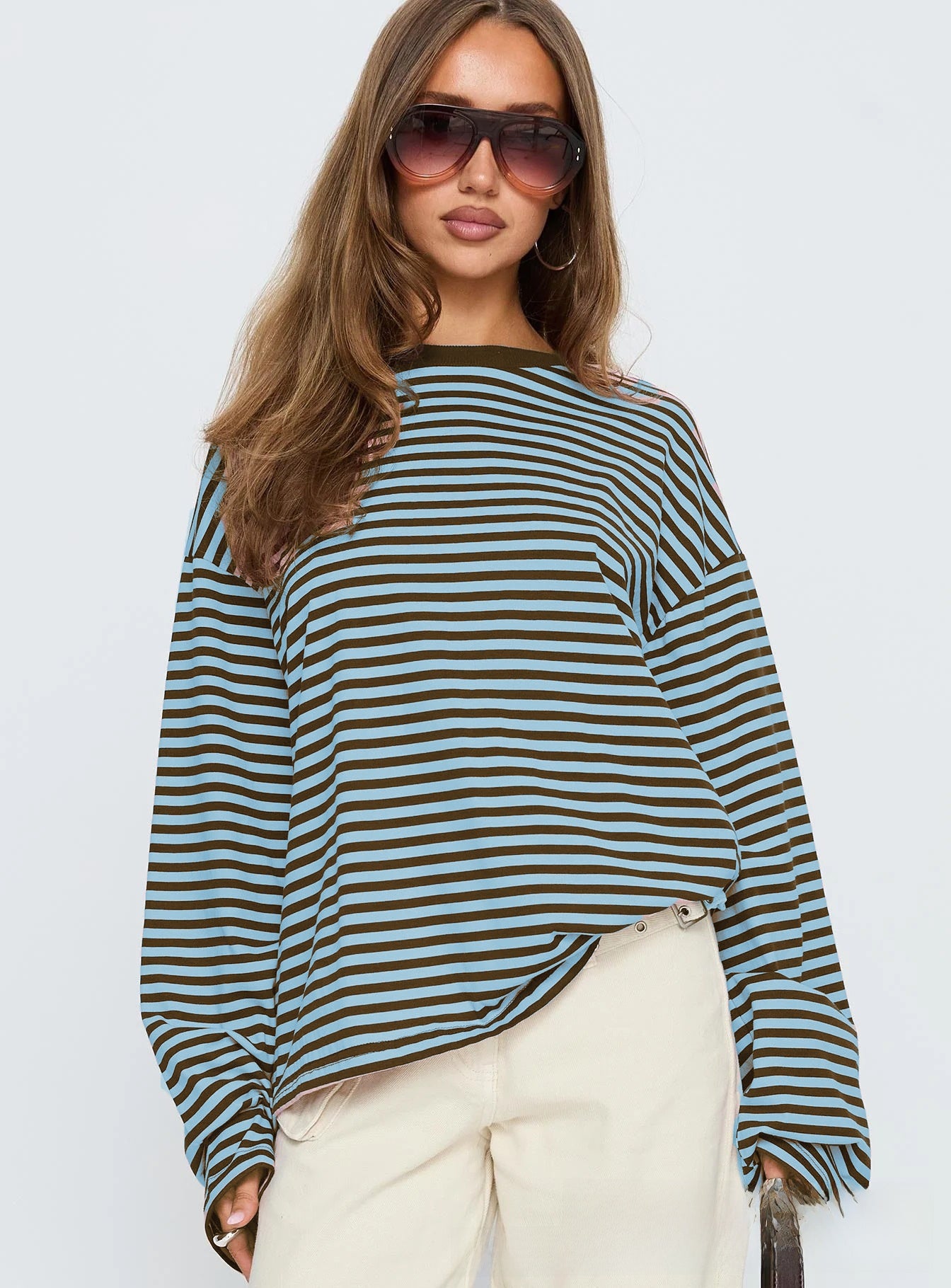 Long Sleeve Striped Cotton T-Shirt