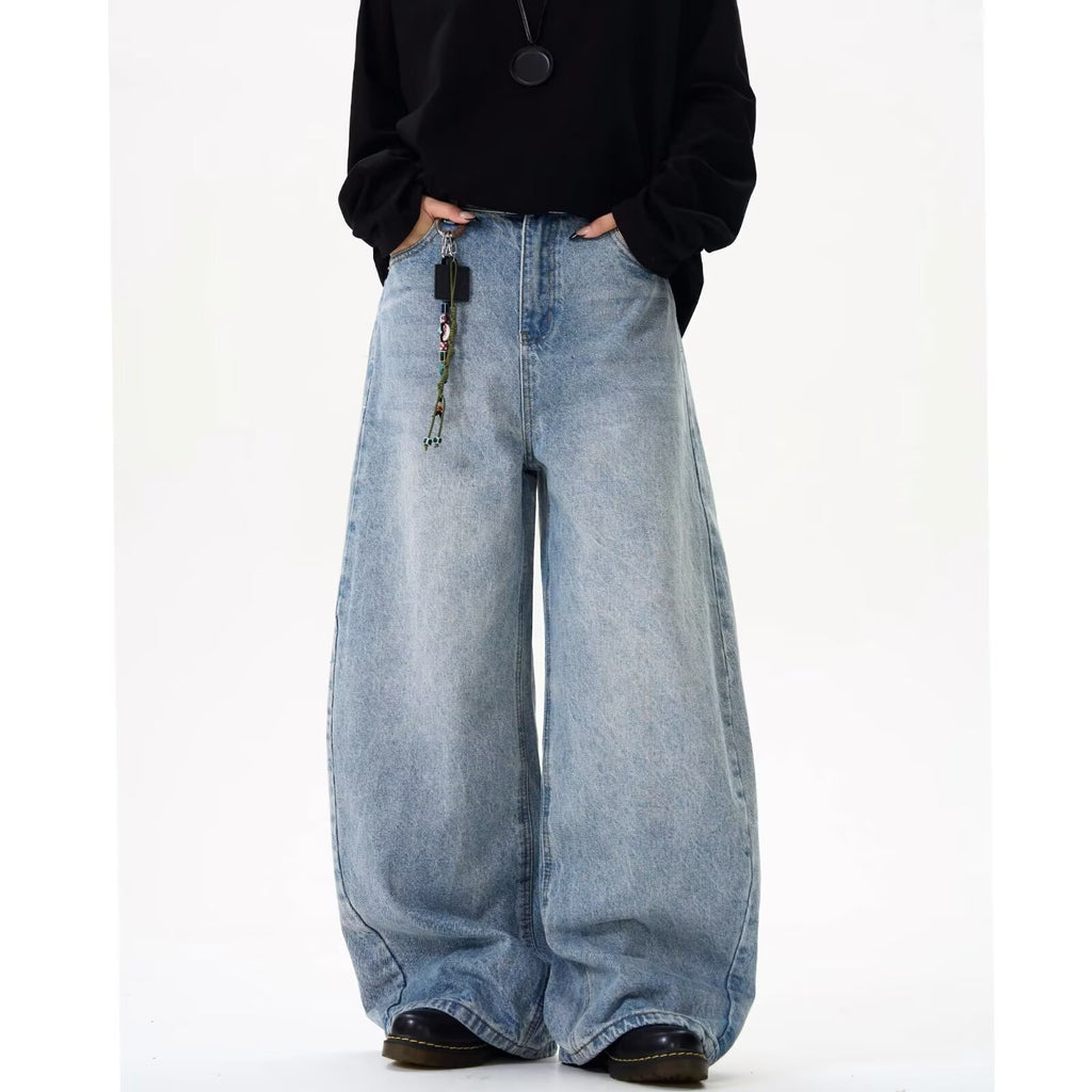 Mens Light Blue Wide Leg Denim Pants