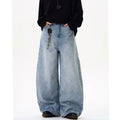 Mens Light Blue Wide Leg Denim Pants