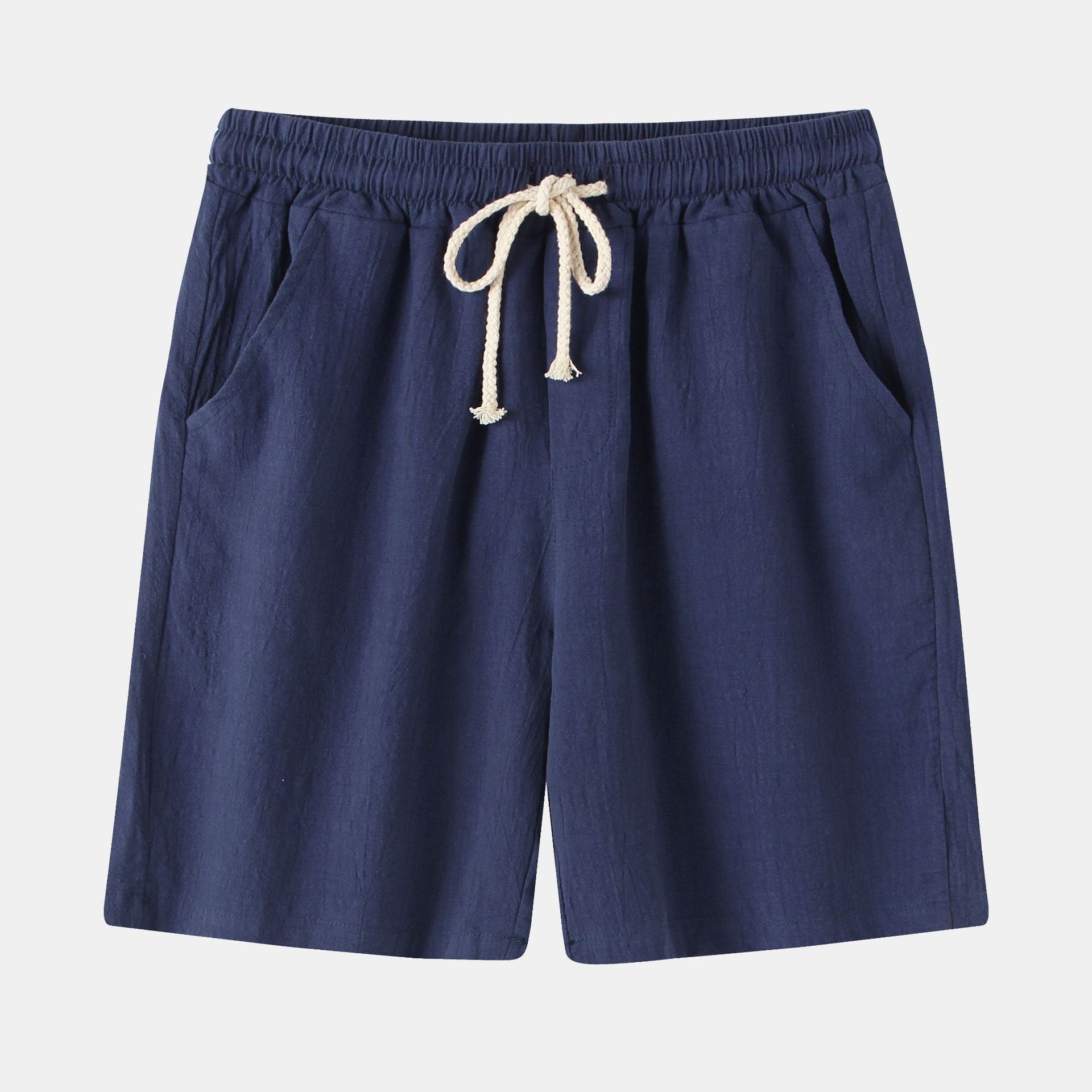 Mens Cotton Linen Casual Shorts Beach Pants