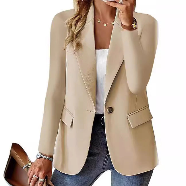 Long Sleeve Solid Color Blazer Cardigan for Women