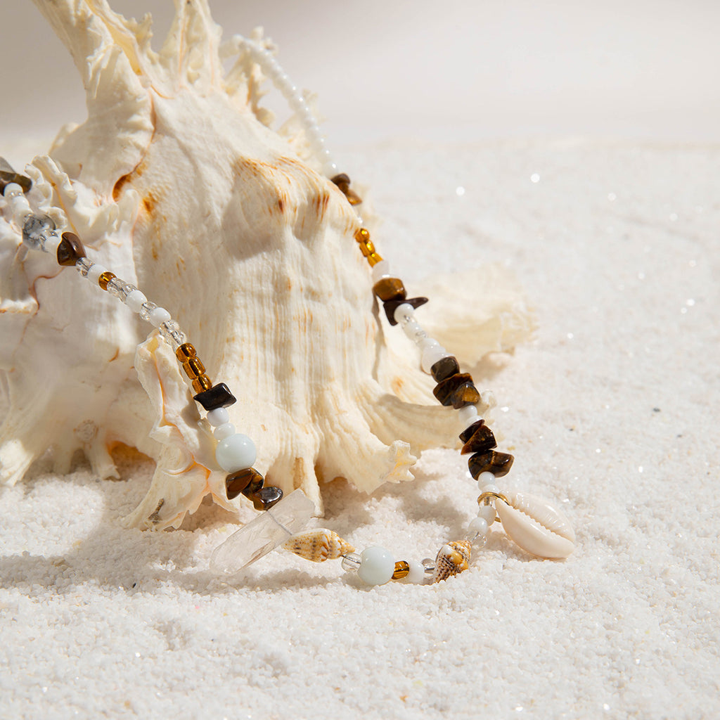 Beaded shell beach body chain