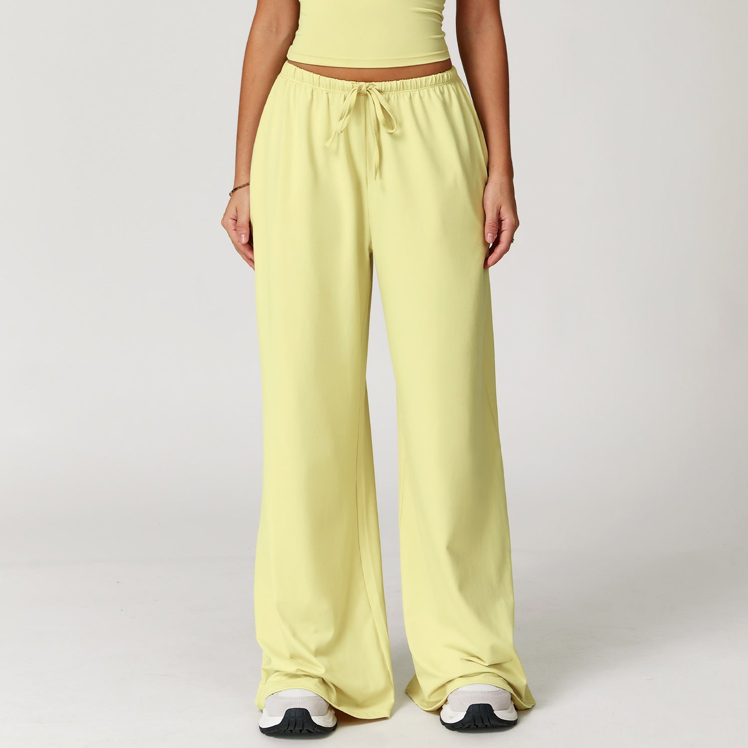 Elastic Drawstring Wide Leg Sports Pants