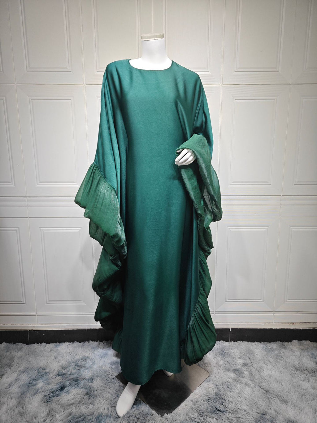Modest Satin Long Dress with Belt
