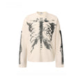 Skull Print Waffle Long Sleeve T-Shirt