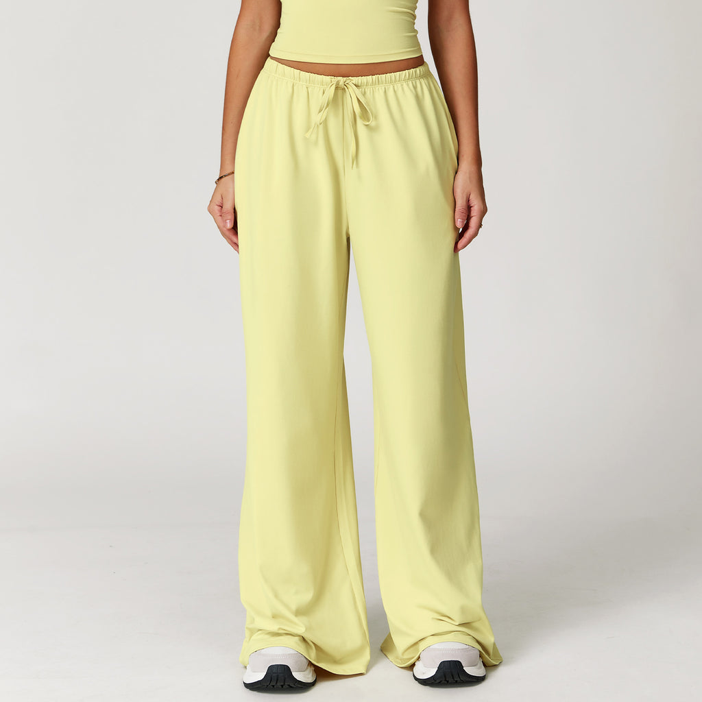 Elastic Drawstring Wide Leg Sports Pants