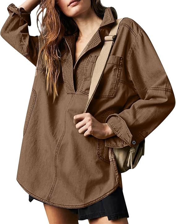 Denim V-Neck Long Sleeve Jacket