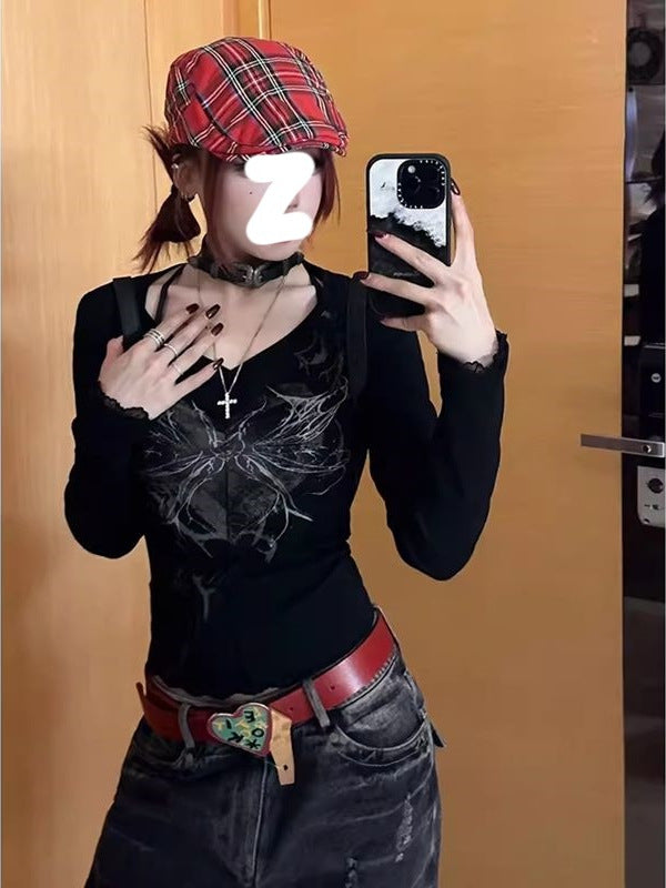 Womens V-neck Long Sleeve Velvet Top