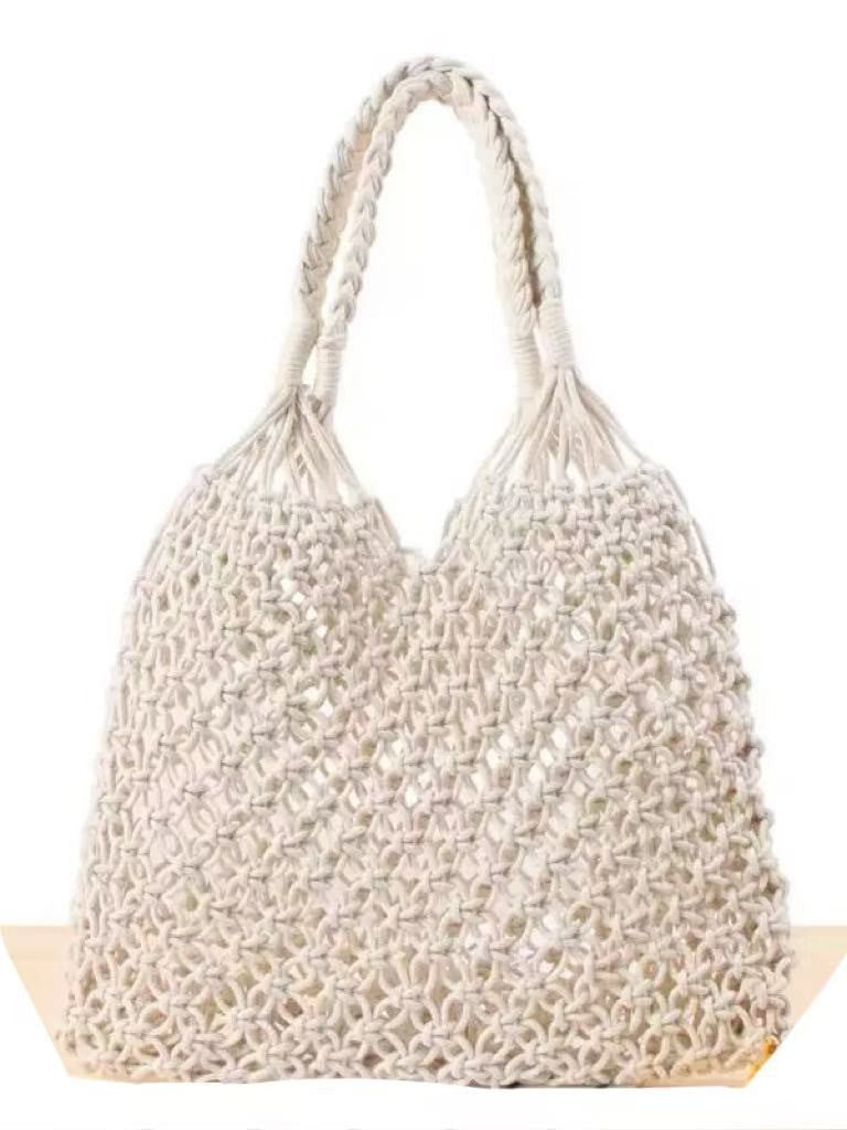 Handwoven Beach Hollow Drawstring Handbag