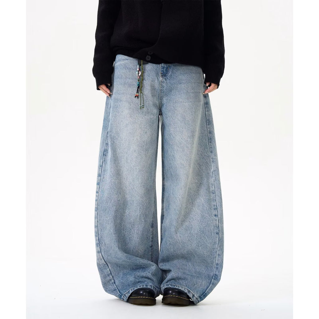 Mens Light Blue Wide Leg Denim Pants