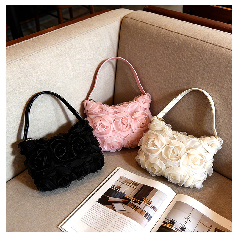 Rose Lace Evening Shoulder Bag