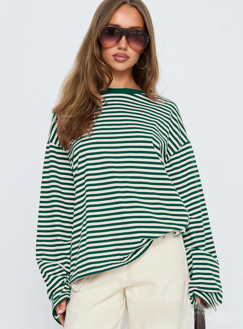 Long Sleeve Striped Cotton T-Shirt