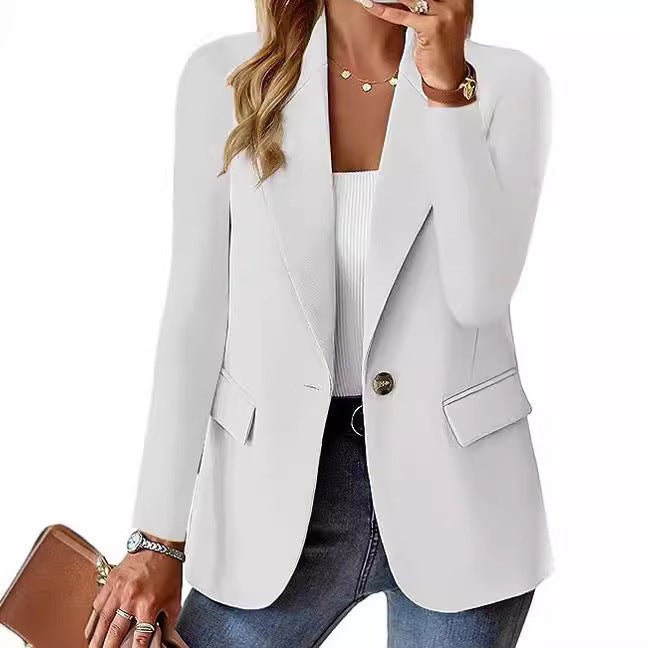 Long Sleeve Solid Color Blazer Cardigan for Women