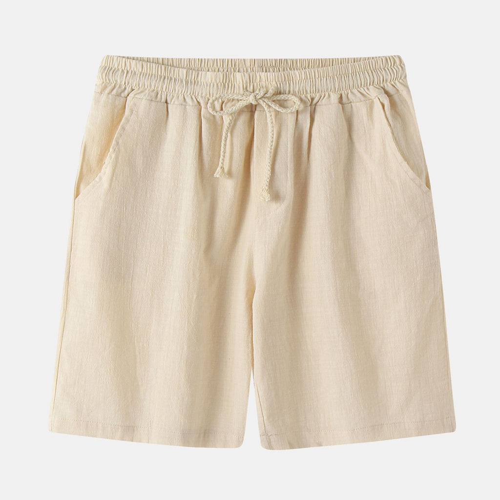 Mens Cotton Linen Casual Shorts Beach Pants