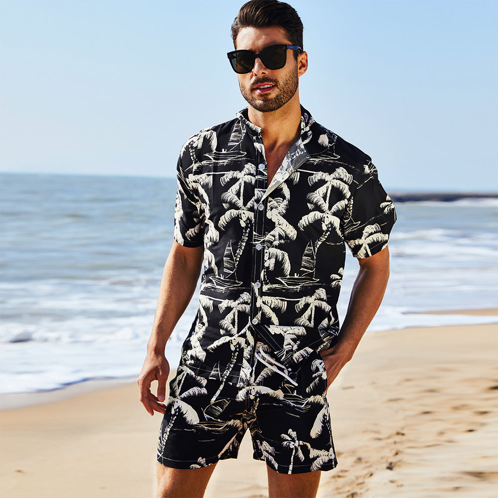 Hawaiian Beach Shirt and Shorts Set for Men