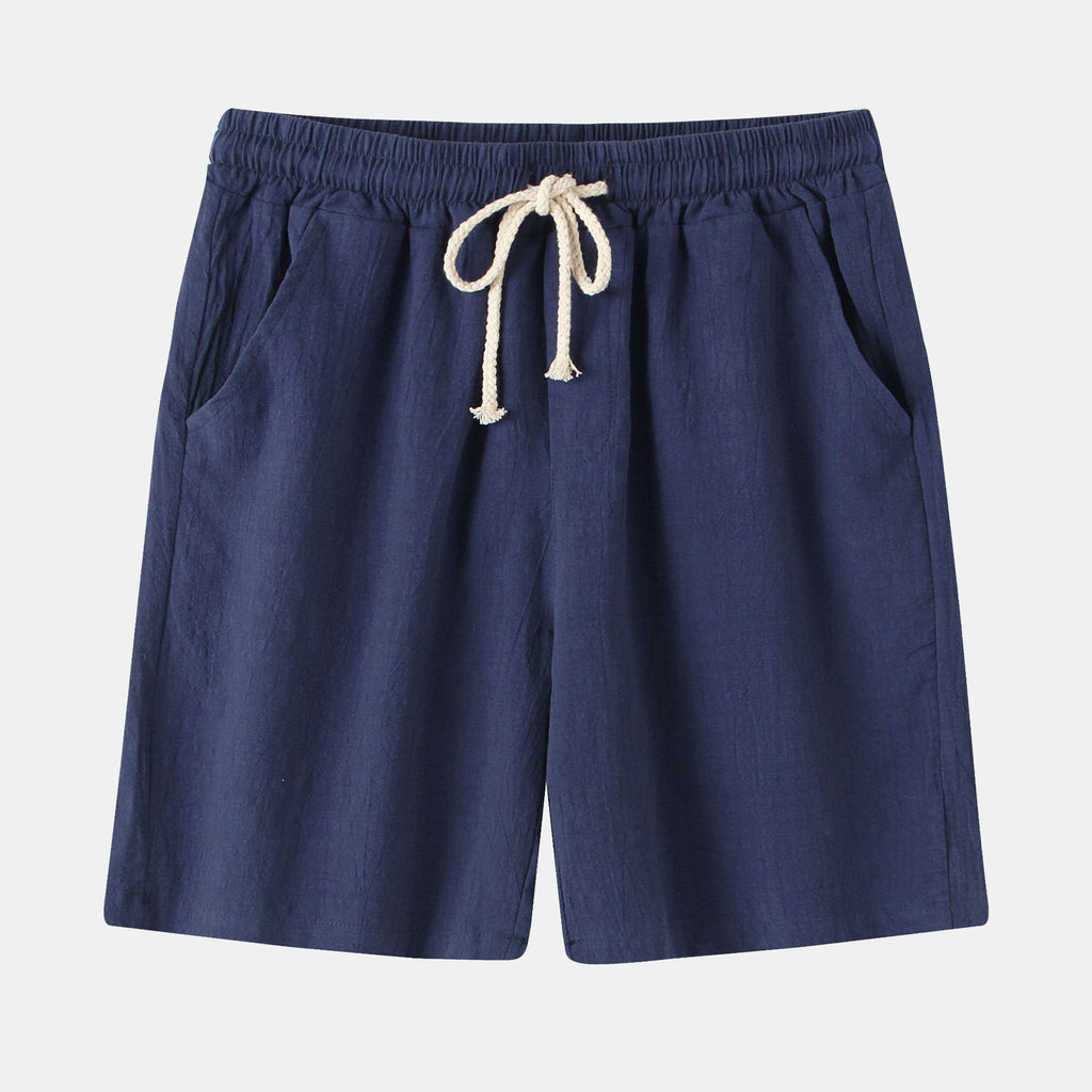 Mens Cotton Linen Casual Shorts Beach Pants