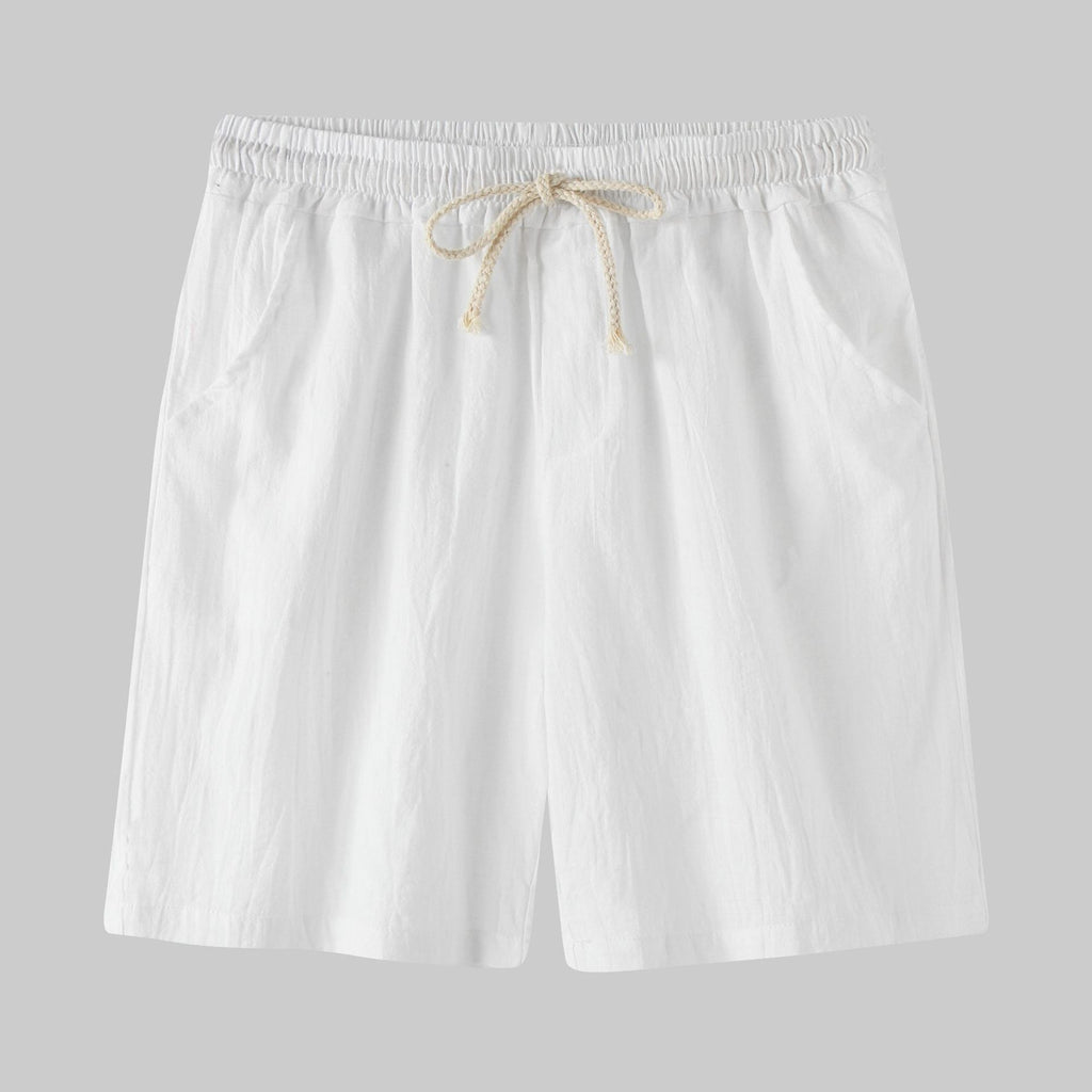Mens Cotton Linen Casual Shorts Beach Pants