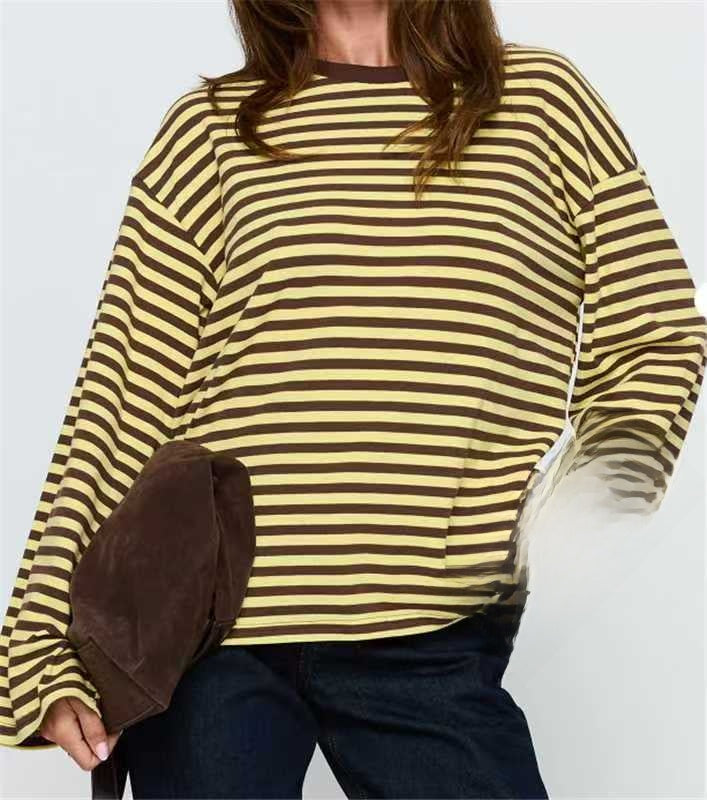 Long Sleeve Striped Cotton T-Shirt
