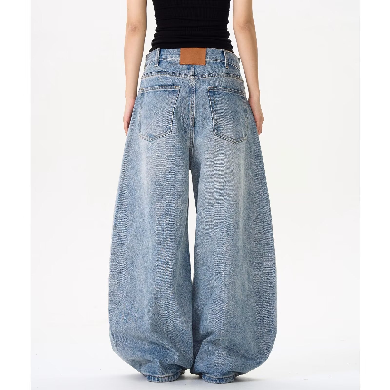 Mens Light Blue Wide Leg Denim Pants